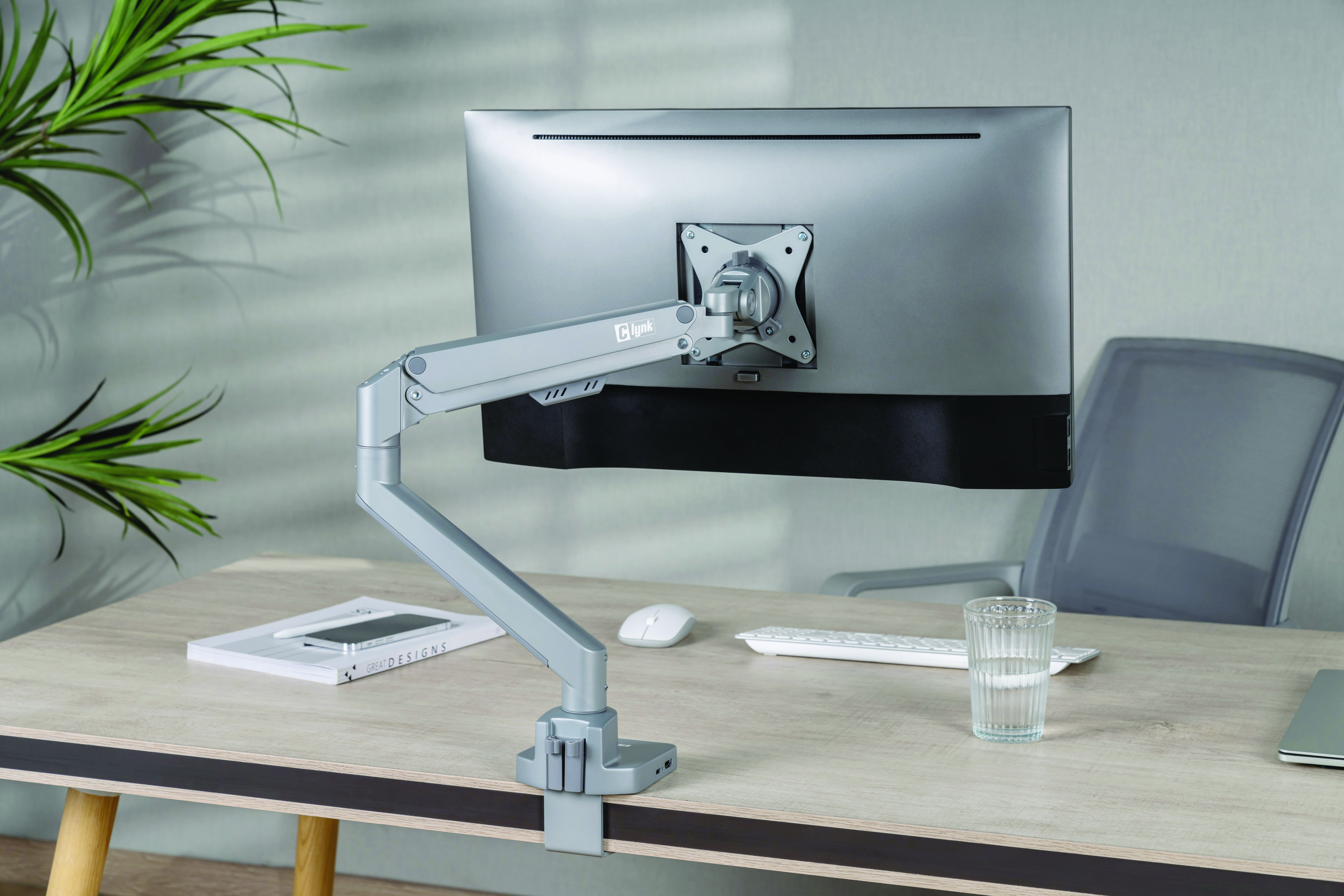 แขนจับจอ ERGONOZ รุ่น CLYNKARM 6 IN 1 DOCKING STATION แขนเดี่ยว สำหรับหน้าจอ 17 - 32 นิ้ว สีเงิน (EGN-CLYNKARM01-S-SV-DOCK)_2